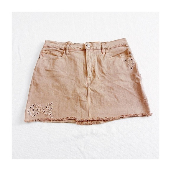 Frame Dusty Rose Pink Leather Denim Jeans Eyelet Skirt SZ30 - Picture 1 of 7